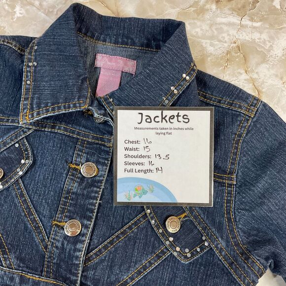 Denim Diva Girls’ Cropped Denim Jacket – Size 8 Kids - Picture 4 of 5